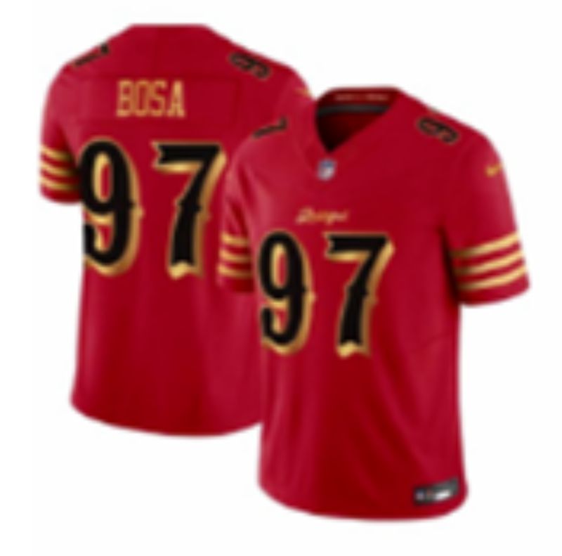 Men 2026 San Francisco 49ers #97 Bosa Red Gold 5th generations Nike Limited NFL Jersey style 007